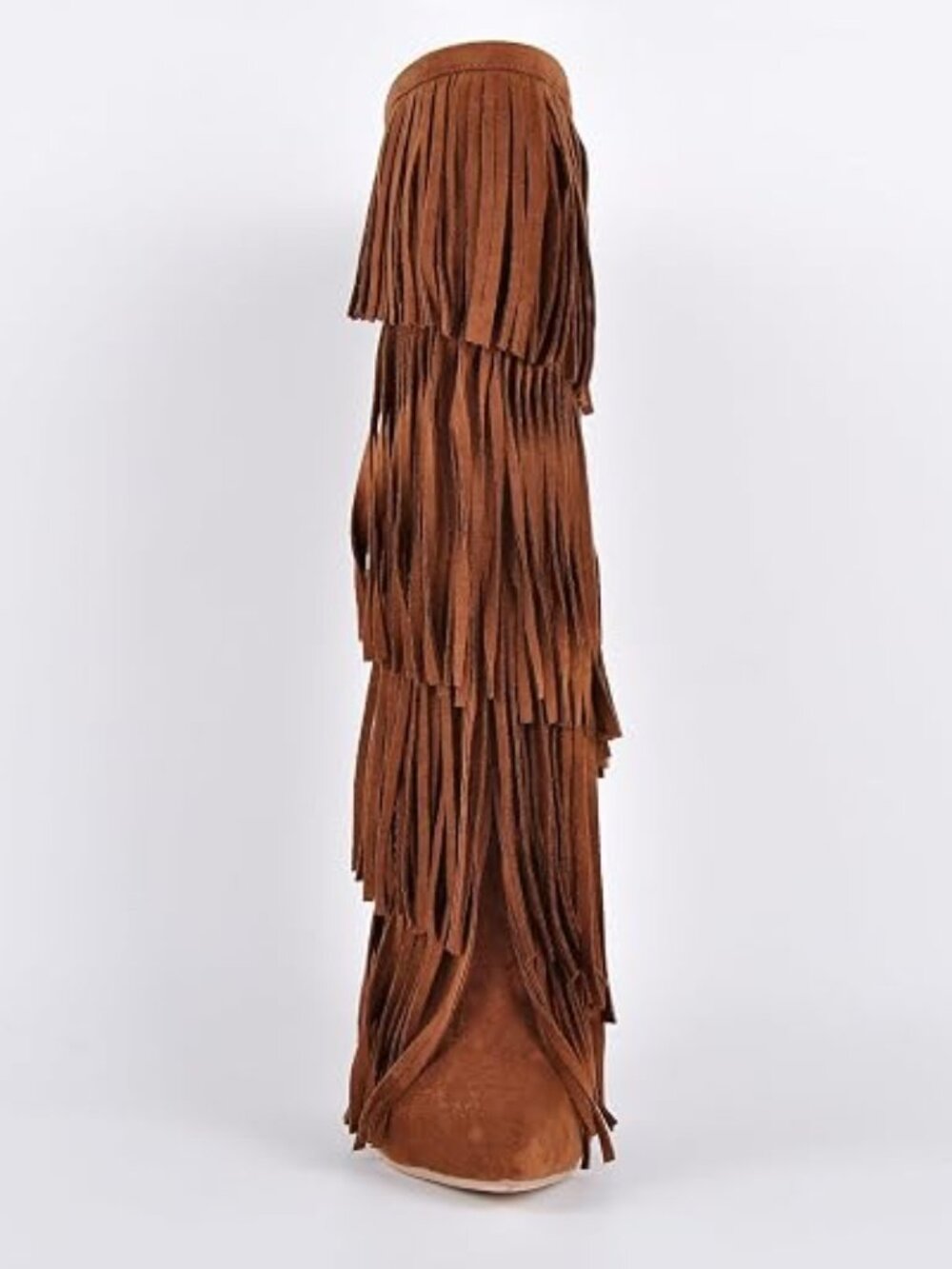 Women's Fringed Knee High Boots - Picture 3 of 7